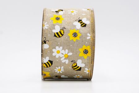 Весняний квітковий колекційний стрічка з бджолами_KF7564GC-13-183_натуральний